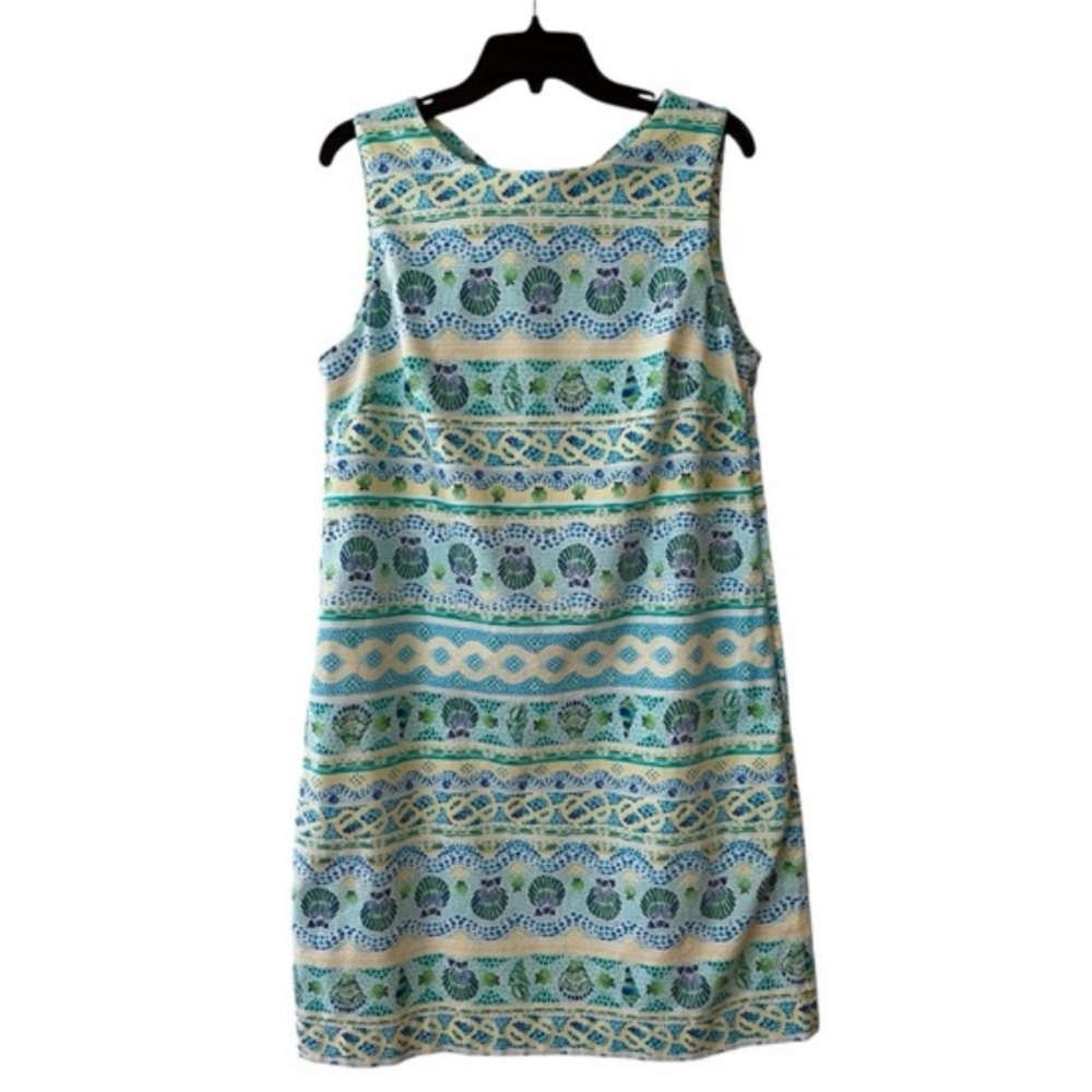 Talbots Factory Store Mosaic Sea Shell Sleeveless Shift Dress Size Medium
